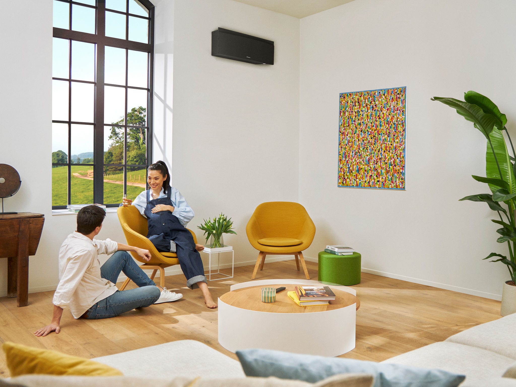 Couple enjoying their split air conditioning system