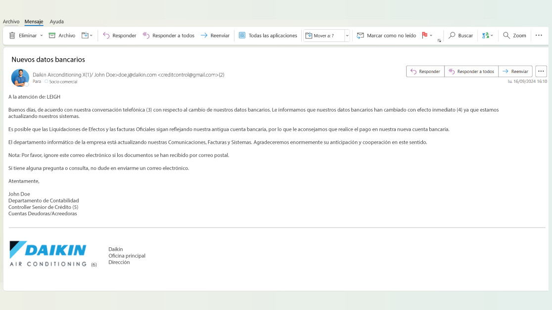 Ejemplo correo electrónico phishing
