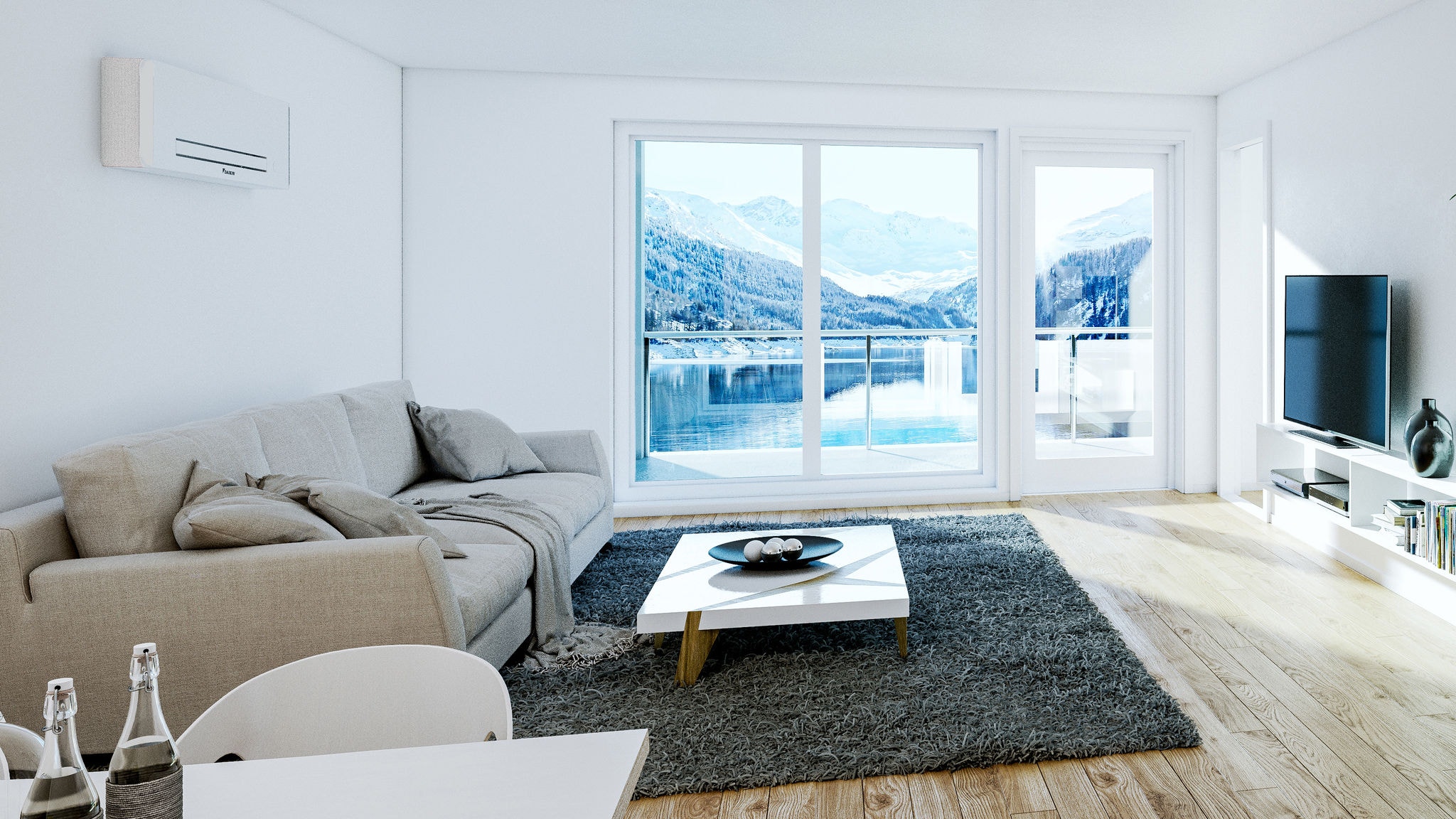 Living room with window that gives a beautiful view