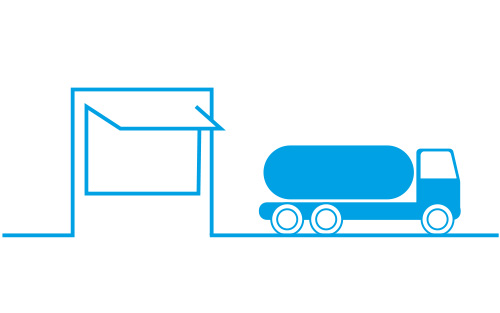 retail store and refrigerant recovery truck icon